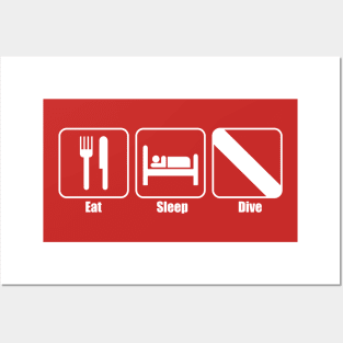 Classic Eat Sleep Dive Minimalist Scuba Diving Gift Posters and Art